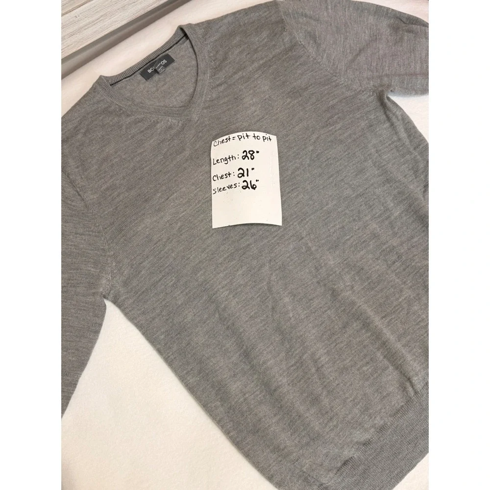 Bonobos Extra Fine Merino Wool V-Neck Sweater Medium Gray Heather Lightweight